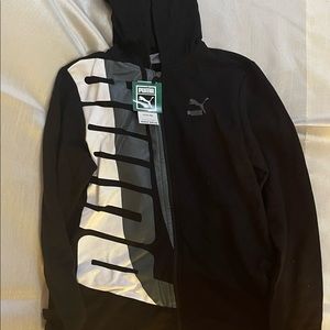 Large boys black puma zip up hoodie